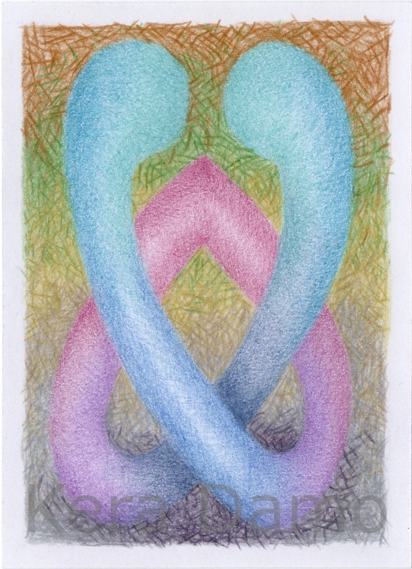 A multicoloured colour pencil drawing made by visual artist Kera Damo from the Hague / Een meerkleurige potoodtekening van beeldend kunstenaar Kera Damo uit Den Haag