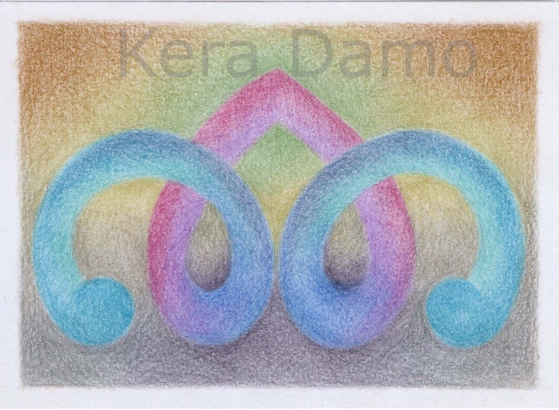 A multicoloured pencil drawing made by visual artist Kera Damo from the Hague / Een meerkleurige potloodtekening van beeldend kunstenaar Kera Damo uit Den Haag