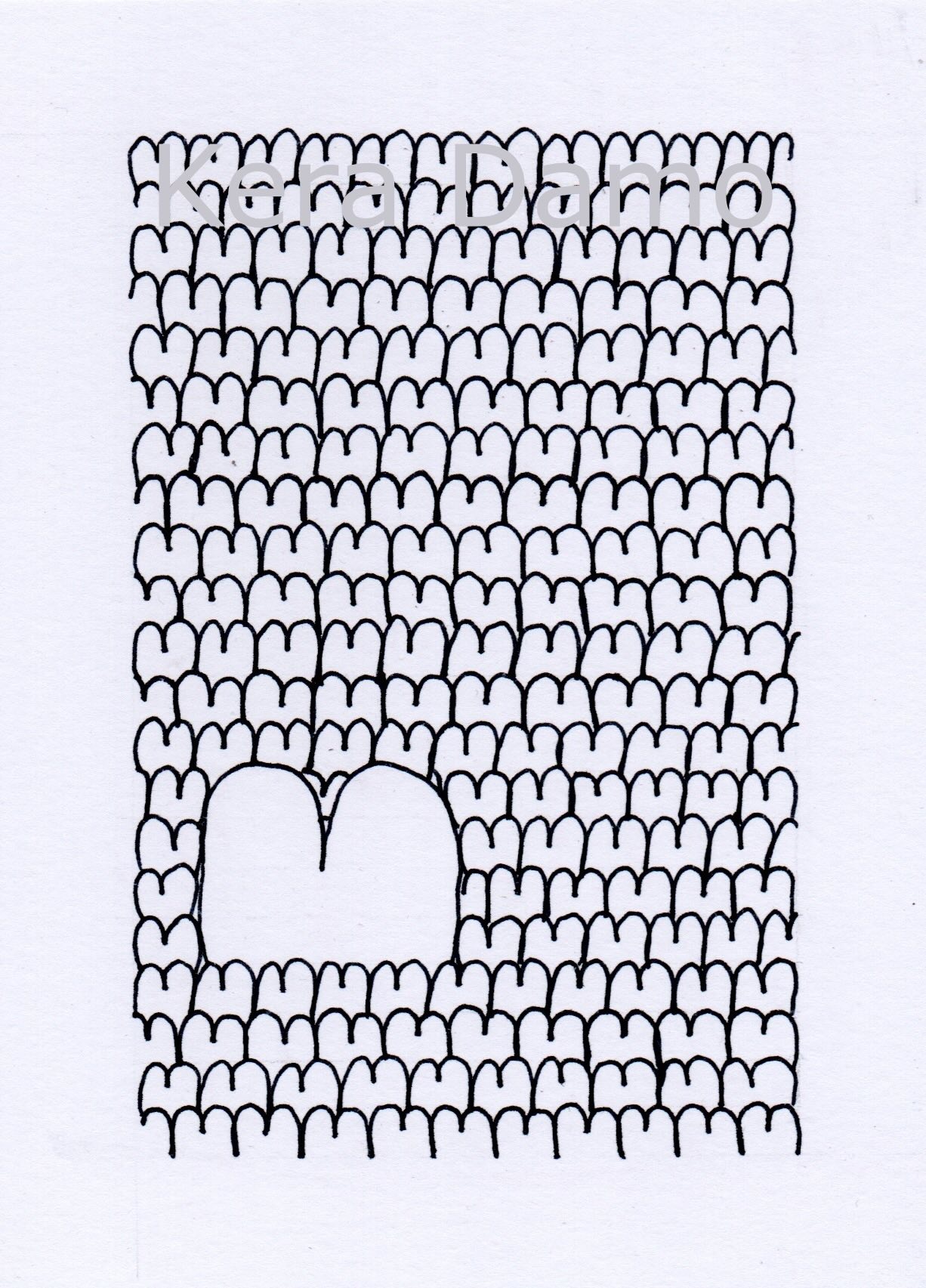 A black and white pen drawing made by visual artist Kera Damo from the Hague / Een zwart wit pentekening gemaakt door beeldend kunstenaar Kera Damo uit Den Haag