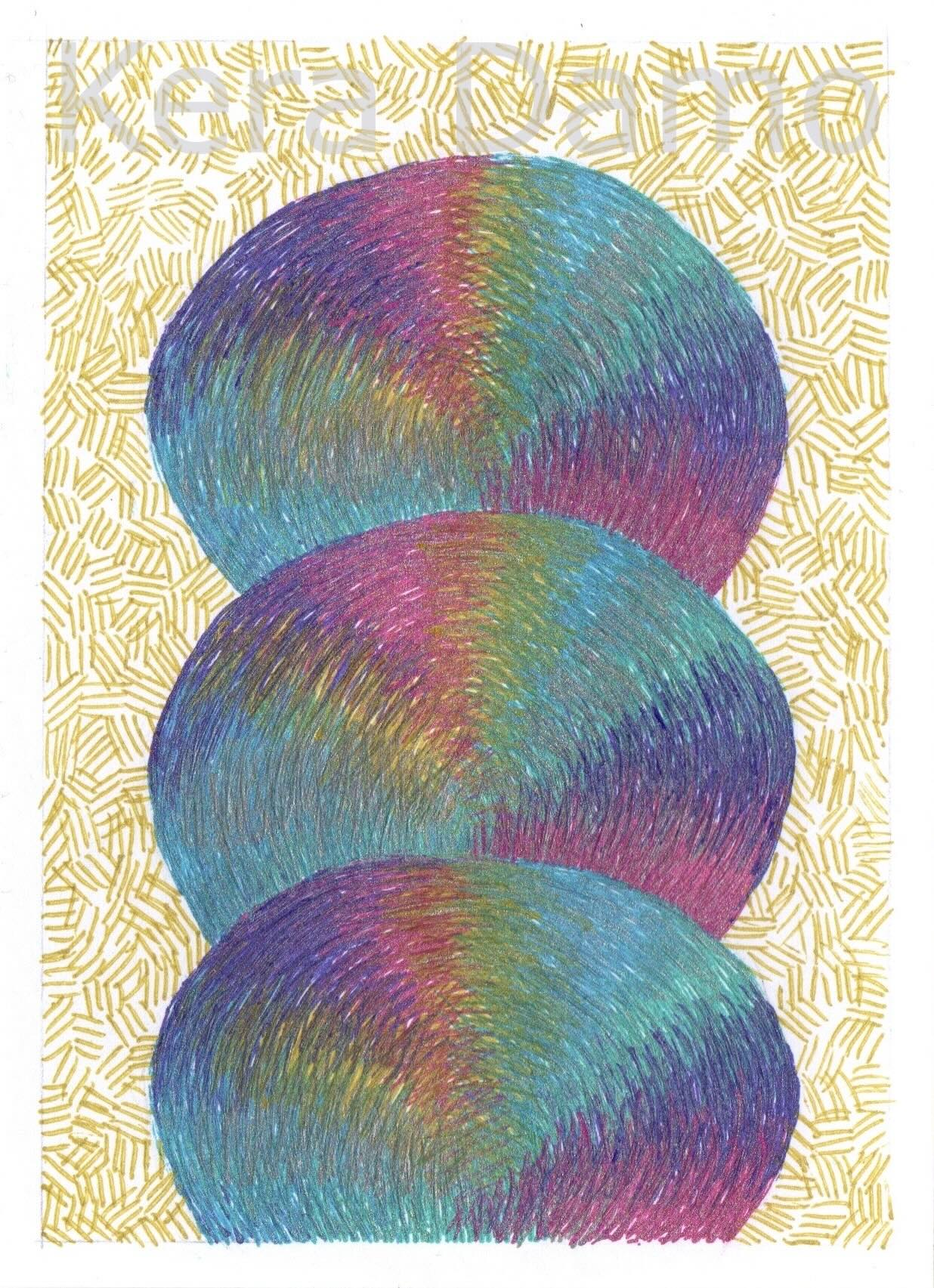 A multicoloured pen drawing made with metallic pens, by visual artist Kera Damo from the Hague / Een meerkleurige pentekening gemaakt met metallic pennen, door beeldend kunstenaar Kera Damo uit Den Haag