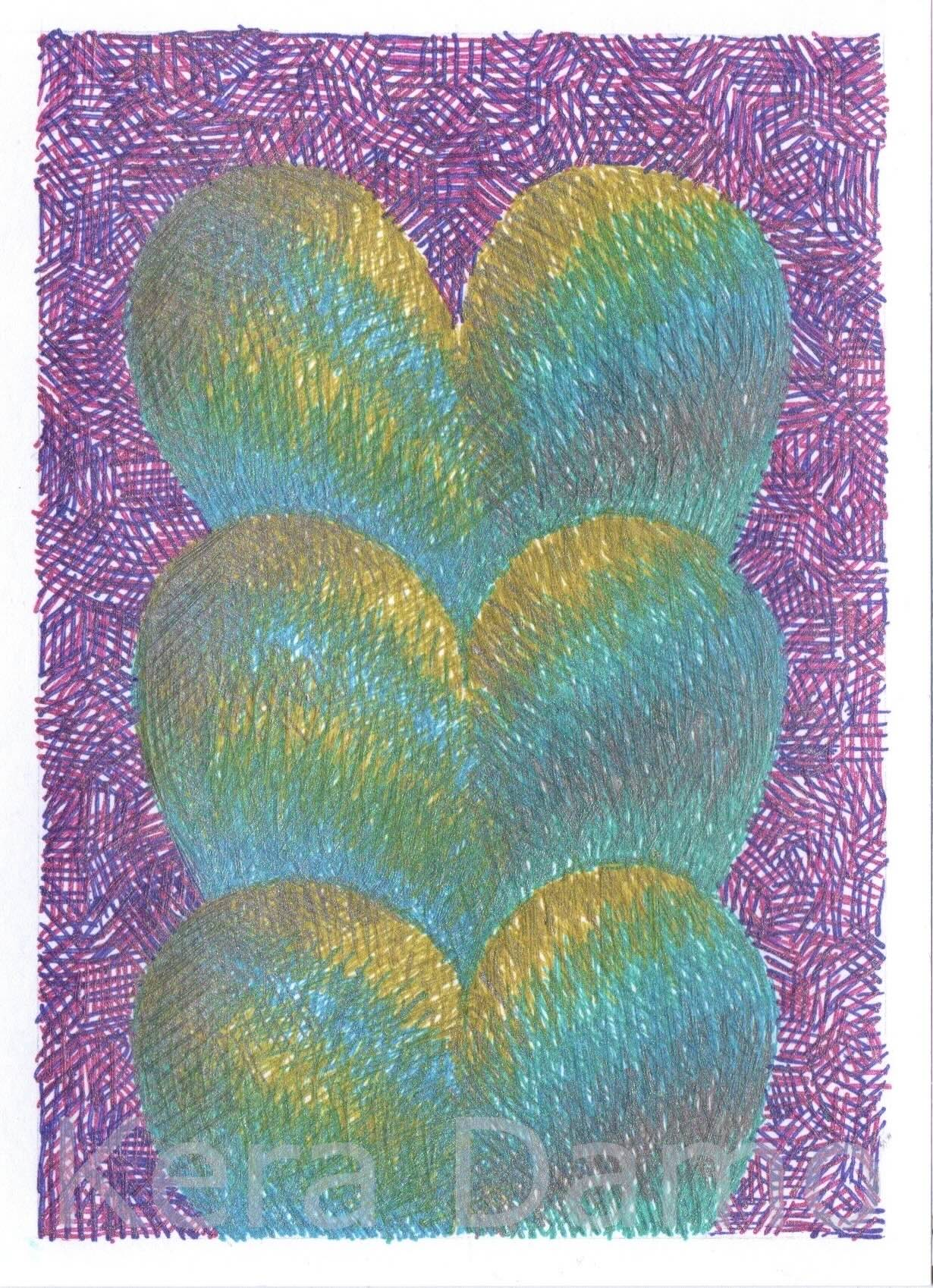 A multicoloured pen drawing using metallic pens, made by visual artist Kera Damo from the Hague / Een meerkleurige pentekening gemaakt met metallic pennen, door beeldend kunstenaar Kera Damo uit Den Haag