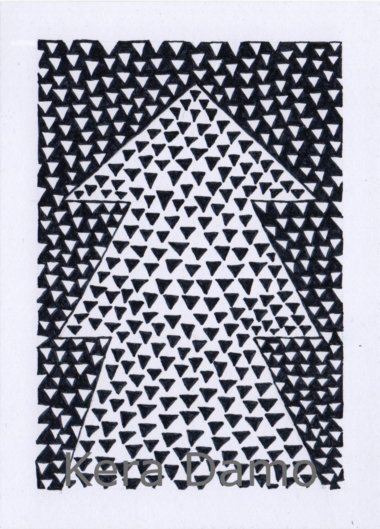 A black and white pen drawing made by visual artist Kera Damo from the Hague / Een zwart wit pentekening van beeldend kunstenaar Kera Damo uit Den Haag